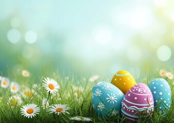 Fototapeta premium Easter Card 5x7 Background Image Eggs Spring Bunny Festive