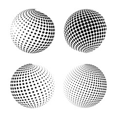 Abstract grunge halftone globe textured background design vector set	