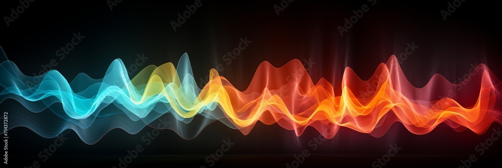 Poster vibrant particle wave abstract background for sound and music visualization