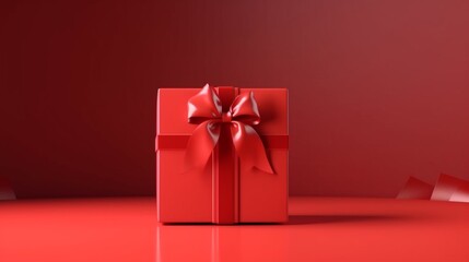 Blank display red corner gift box mockup stand Ai Generative