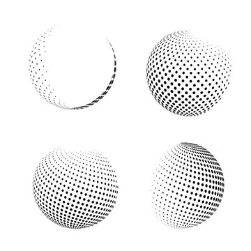 Abstract grunge halftone globe textured background design vector set	