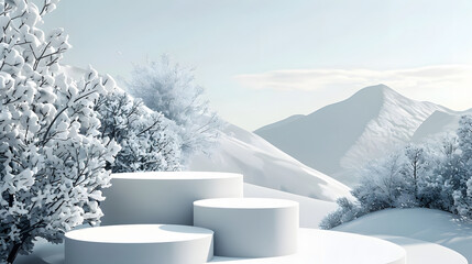 3d render, abstract panoramic background, northern futuristic landscape, fantastic scenery with...