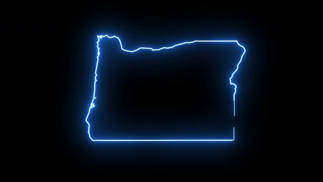 Oregon state map animation with glowing neon effect