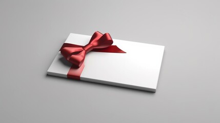 Blank gift card or hanging white note with blue cyan Ai Generative