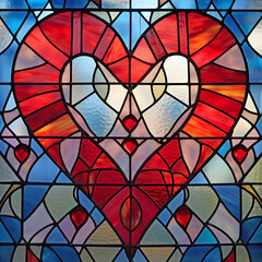 Fototapeta na wymiar valentines stained glass window, ai generated.