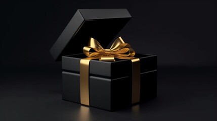 Blank open black gift box or opened black present box Ai Generative