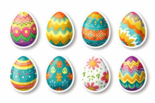 A vibrant gathering of easter eggs, adorned with intricate decorations and bursting with the joy of spring