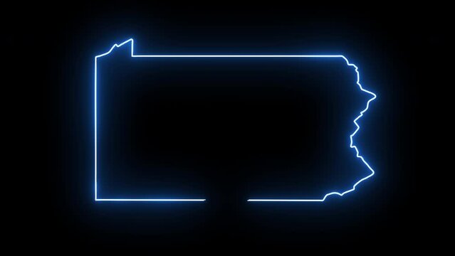 Pennsylvania state map animation with glowing neon effect