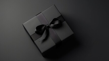 Blank open black present box or top view of black gift Ai Generative - obrazy, fototapety, plakaty
