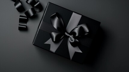 Blank open black present box or top view of black gift Ai Generative