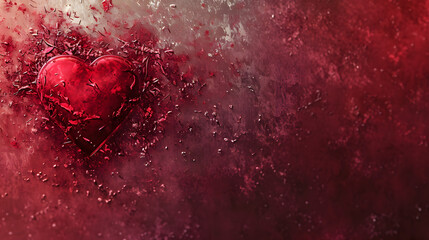A passionate symbol of love rests upon a bold maroon backdrop, evoking feelings of romance and intensity