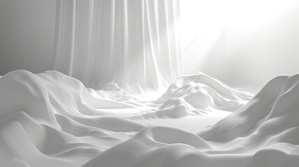 Gorgeous and luxurious, the beautiful wavy white satin exudes quality and elegance, offering a refined touch for any setting. - obrazy, fototapety, plakaty