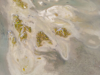 Aerial view of Lower St Mary lake, Montana.