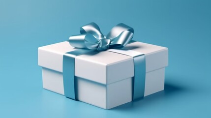 Blank open white gift box with blue bottom inside Ai Generative