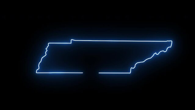 Tennessee state map animation with glowing neon effect