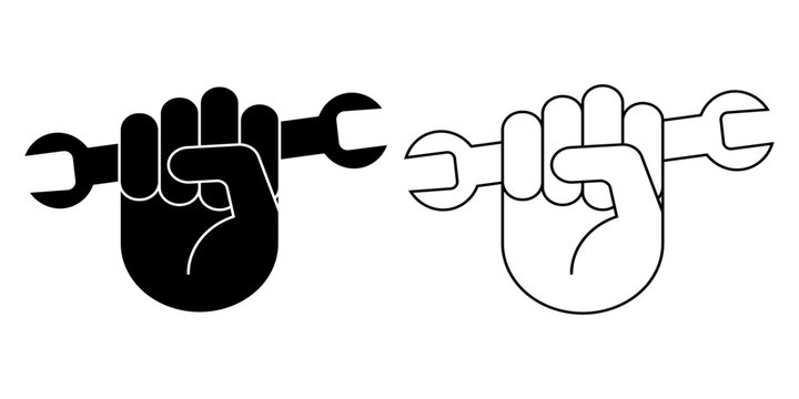 hand holding wrench repair icon