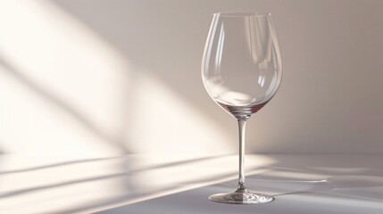  a wine glass sitting on a table with a shadow cast on the wall behind it and a shadow cast on the floor of the wine glass behind the wine glass.