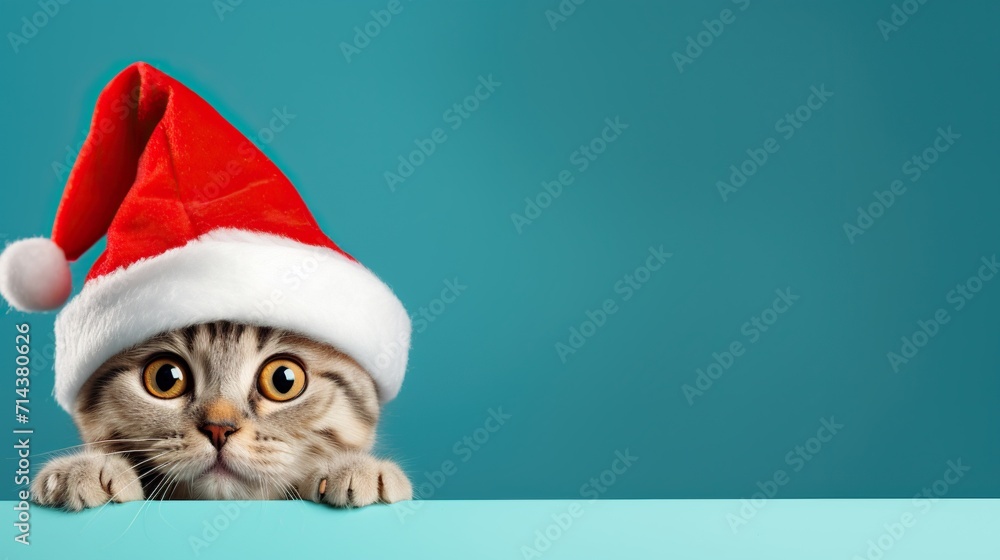 Sticker cat with santa hat