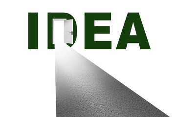 Fototapeta premium Idea concept with road leading to open door