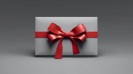 Blank red gift card or gift voucher with red ribbon Ai Generative