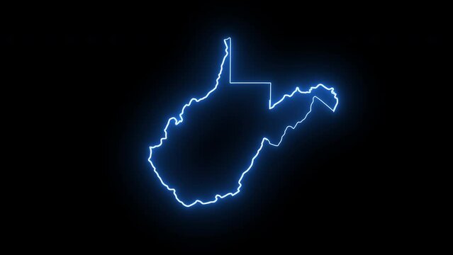 Virginia state map animation with glowing neon effect