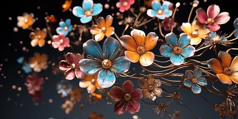 Fotobehang Metallic combination background with flowers © Dament