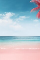 Fototapeta na wymiar Tropical pink beach with ocean