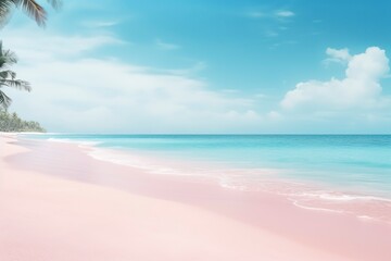 Tropical pink beach with ocean