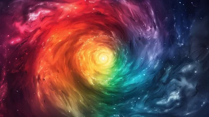Behangcirkel colorful vibrant spiral galaxy © KhaizanGraphic