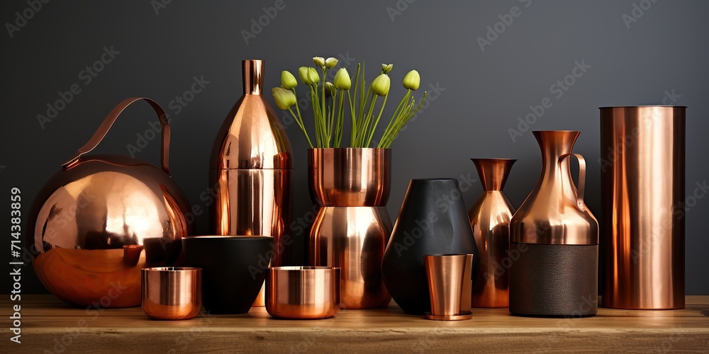 Poster copper elements create a warm highlight