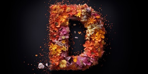 Illustration of the letter D with flowers - obrazy, fototapety, plakaty