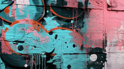 abstract blue, pink and black graffiti wallpaper, street art
