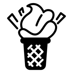 ice cream cone icon, glyph icon style