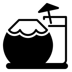 coconut drink icon, glyph icon style