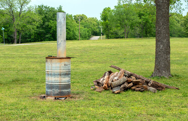 Homemade barrel camp stove