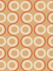 Abstract Retro Geometric Circles Wavy Dots Seamless Art Deco Pattern Vector Design