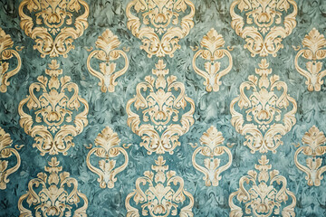 Elegant Victorian Style Embossed Wallpaper, Floral and Gold Accents, Surface Material Texture
