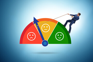 Satisfaction meter in customer opinion concept
