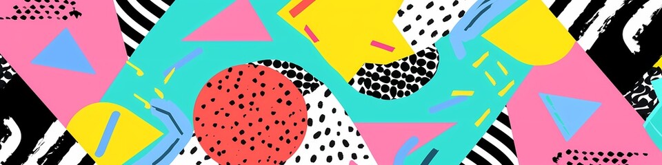 Fototapeta premium Retro 80s 90s abstract geometric pattern background - Generative ai