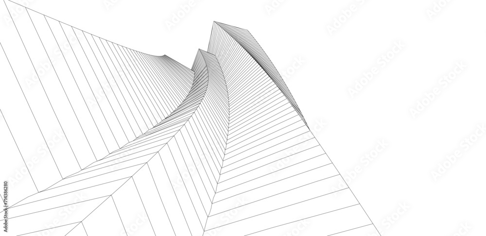 Wall mural abstract architecture 3d illustration - Wall murals