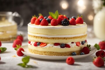 cheesecake with strawberries (Charlotte Russe)