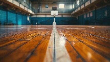 low angle indoor basketball court - obrazy, fototapety, plakaty