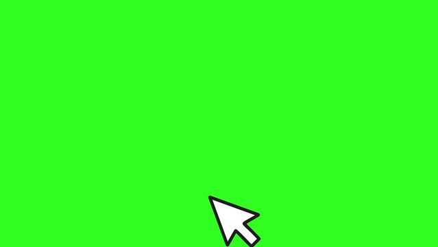Mouse click symbol with spark isolated on green screen background. Pointer arrow cursor clicking. Web cursor clicking. Technology and internet icons.