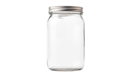 A transparent glass jar with a metallic lid, suitable for storing various items. - obrazy, fototapety, plakaty
