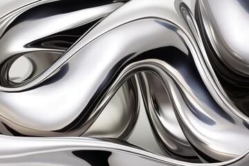 Abstract silver background pattern macro close-up of silver and silver metal surface with shiny reflections and harmonic shapes. elegant futuristic design graphics metallic waves