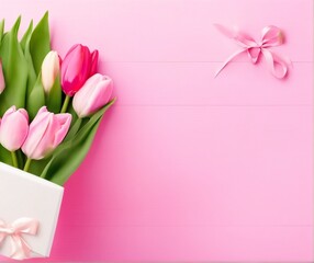 card with pink tulips