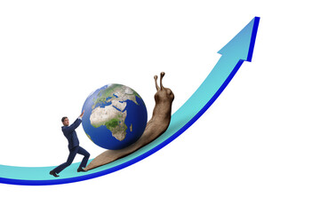 Businessman in slow business global business concept