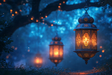 Fototapeta na wymiar Arabic lantern of Ramadan celebration 