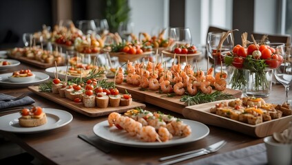 catering table with snacks