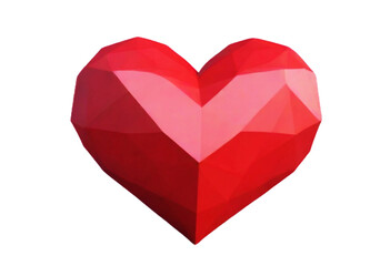 Valentine Red heart 3D origami lowpoly isolated on white, wedding love heart white background